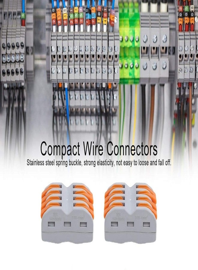 Sugalsu Compact Wire Connector - 4 in 4 out Connection Terminal - Lever Wire Joiner Connector - Butt Terminals for Quick Wiring (20-pcs, Orange) - Image 3